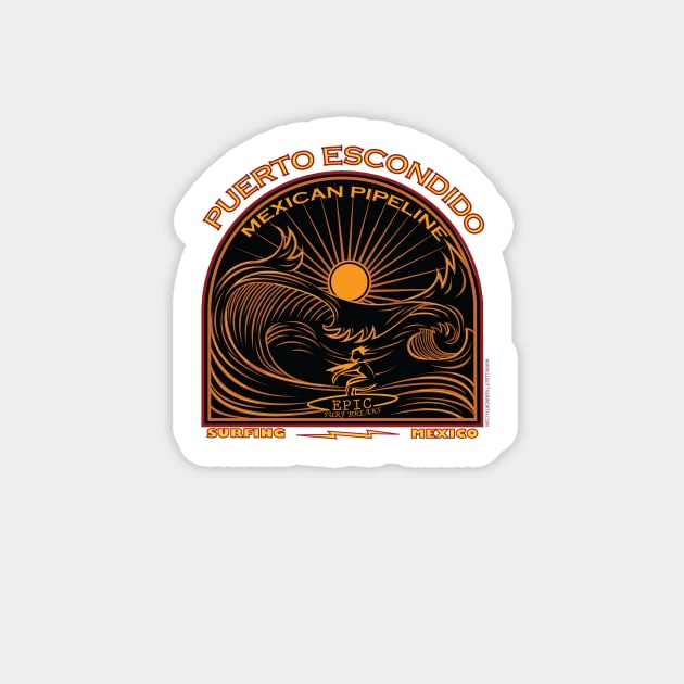 SURFING MEXICAN PIPELINE PUERTO ESCONDIDO Sticker by Larry Butterworth